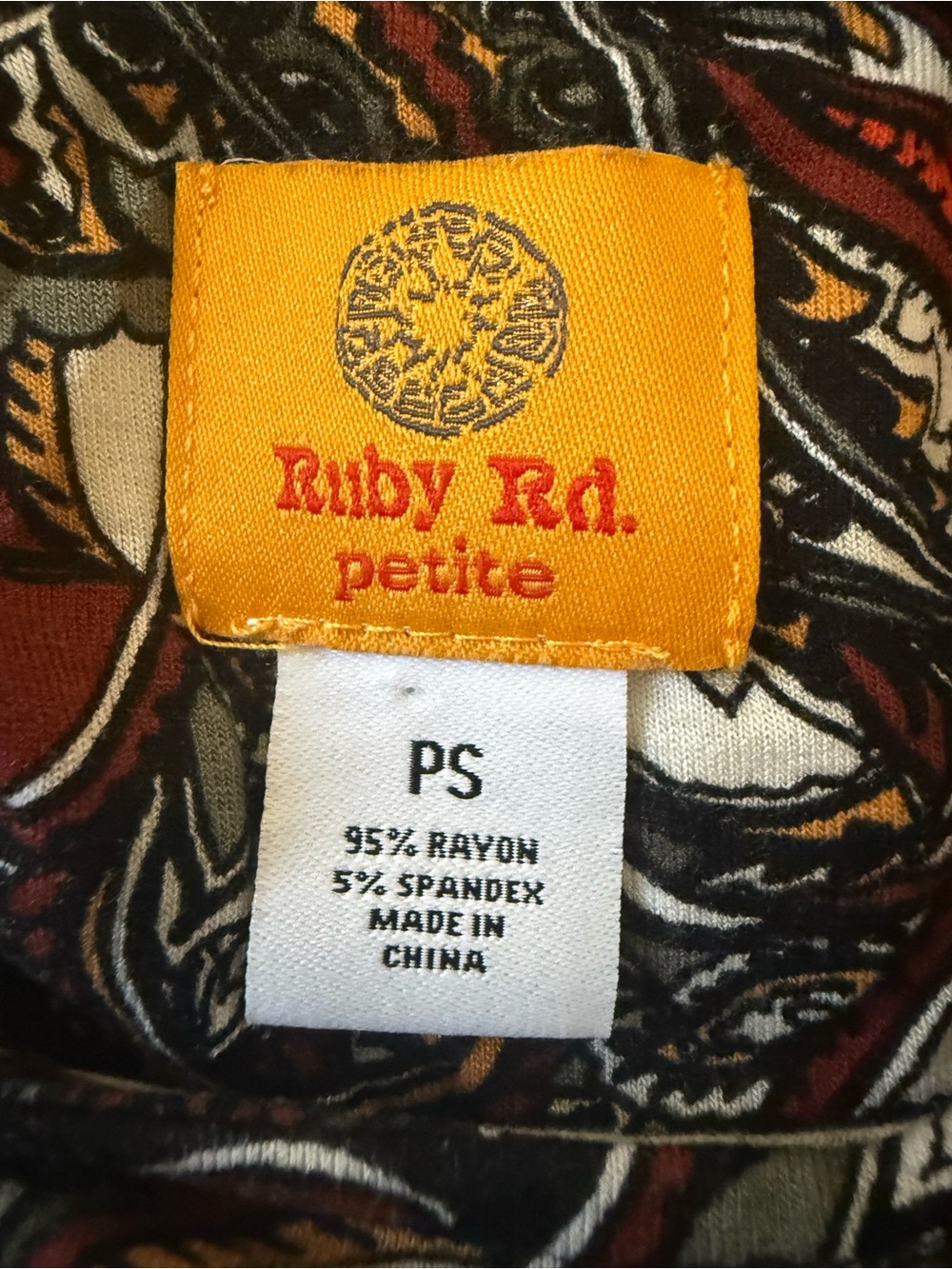 Ruby Rd. Red Paisley Boatneck Blouse - Picture 2 of 5